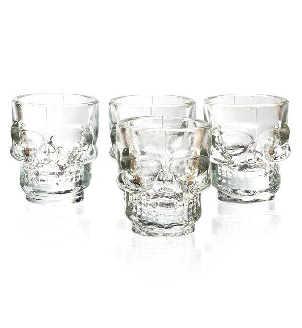 Details about   Wicked Set of 2 Clear Glass Skull Shot Glasses New 7.7 oz Brand New Sealed 