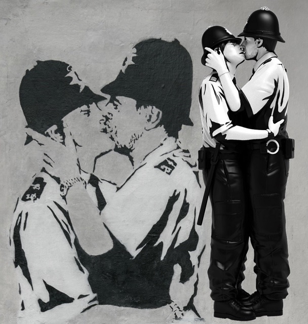 Collectible Banksy Action Figure- Kissing Coppers