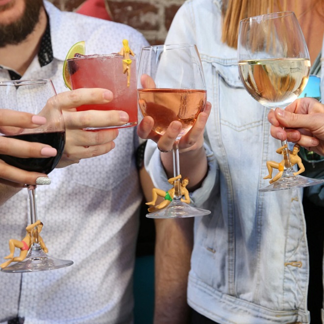 Hunk Wine Charms Drinking Buddies- Glass Markers