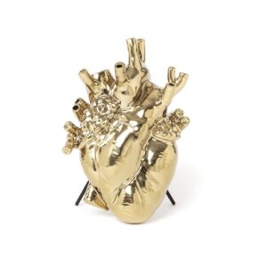 Gold Anatomical Heart Vase- Love in Bloom