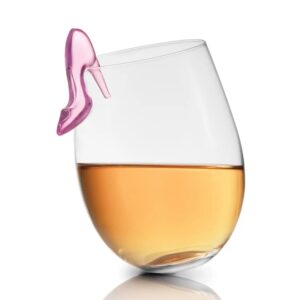 Stemless Stiletto Wine Glass- Pink