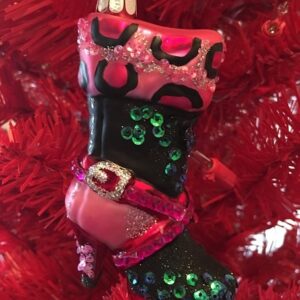 Blown Glass Leopard Boot Ornament- Diva Collection