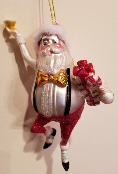 Sparkling Santa Drinking Glass Tree Ornament