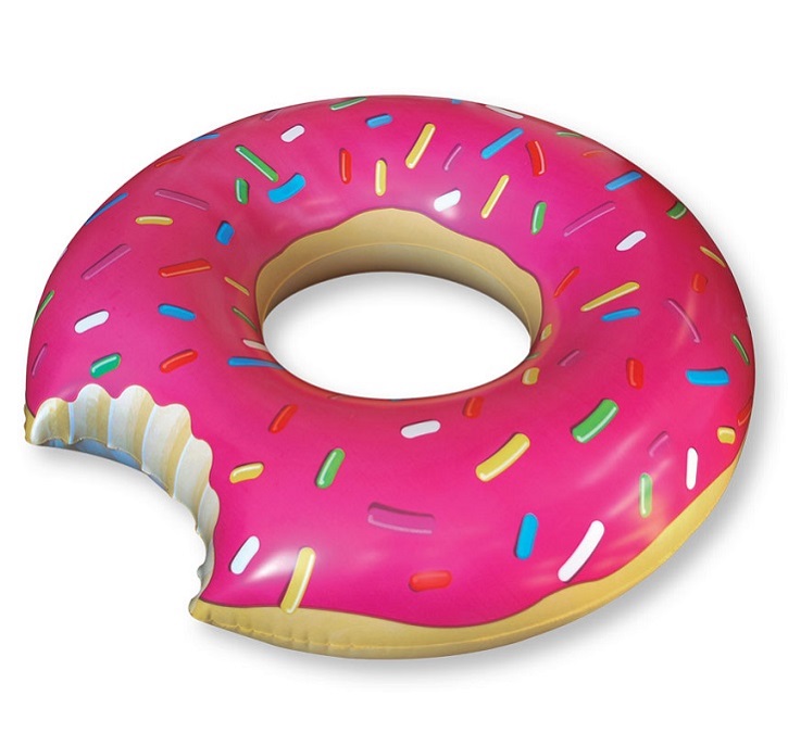 Deflated size: 53x50 Summer Palms Jumbo Frosted Donut Tube Float 135x127 cm 122x119x38 cm ;  Inflated Size: 48x47x15