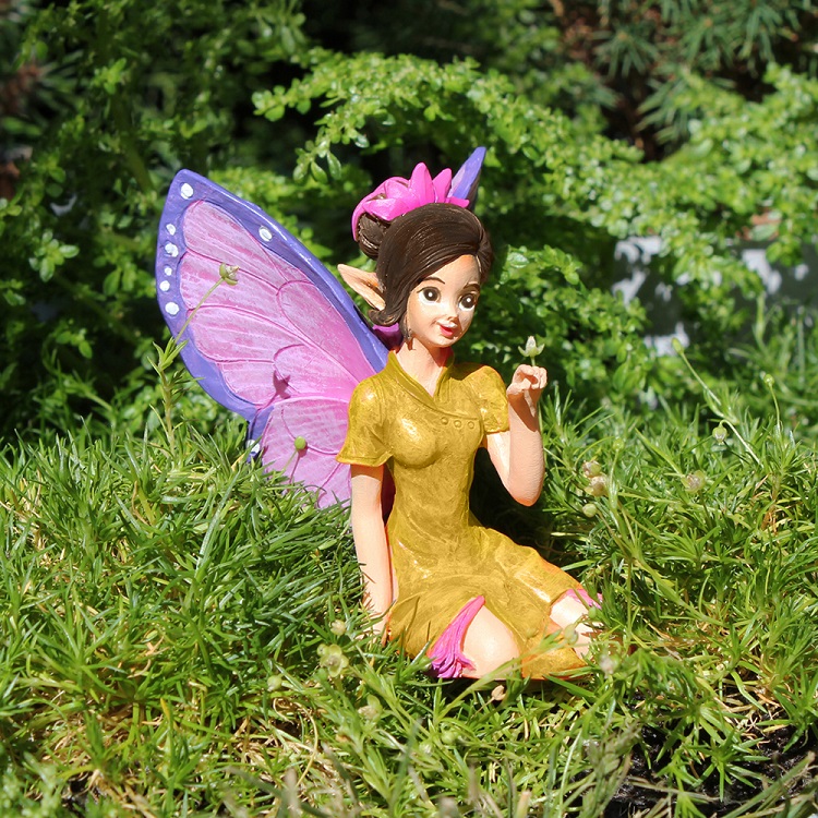 Miniature Fairy Garden Figurine Wee Fairies Girl With Purple Butterfly for sale online 