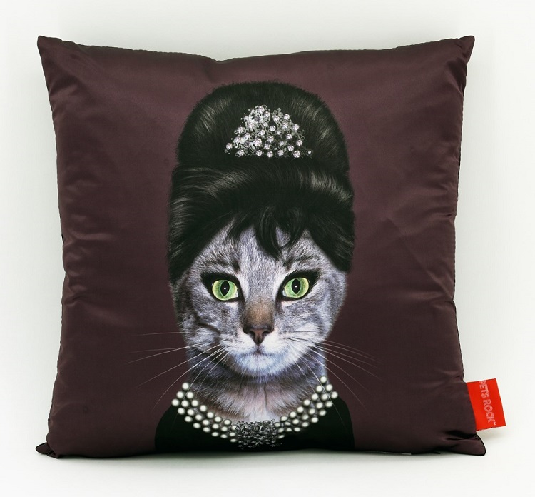 Breakfast at Tiffany's Decorative Cat Portrait Pillow- Pets Rock